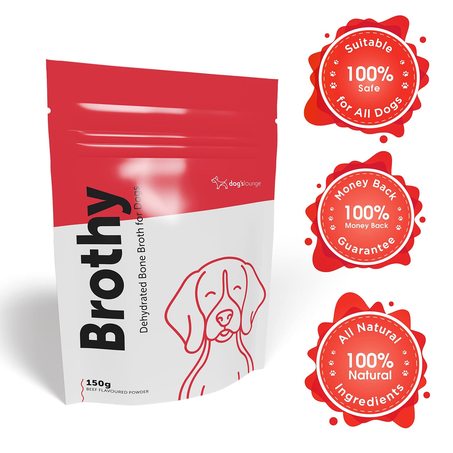 Brothy - Premium Dehydrated Bone Broth for Dogs | Digestive Maintenance, Joint Health & Coat Support | 150g (Beef)