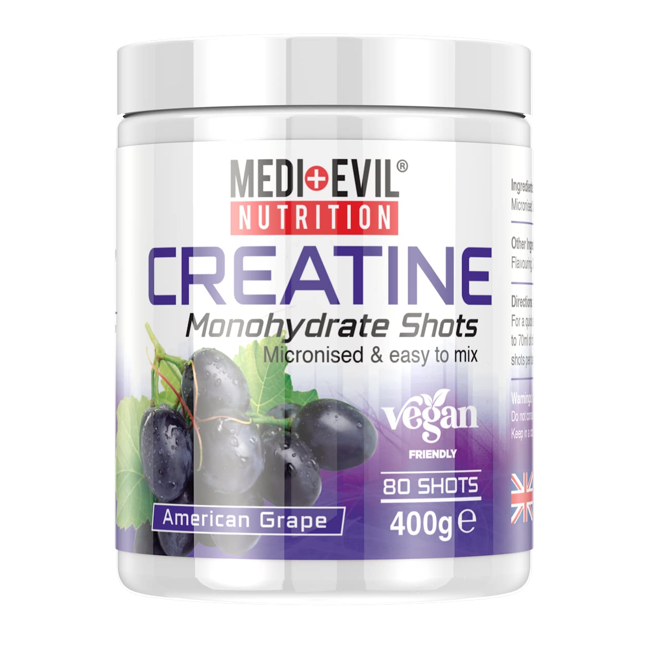 Medi-Evil Nutrition Creatine Monohydrate Shots Powder Form 400g