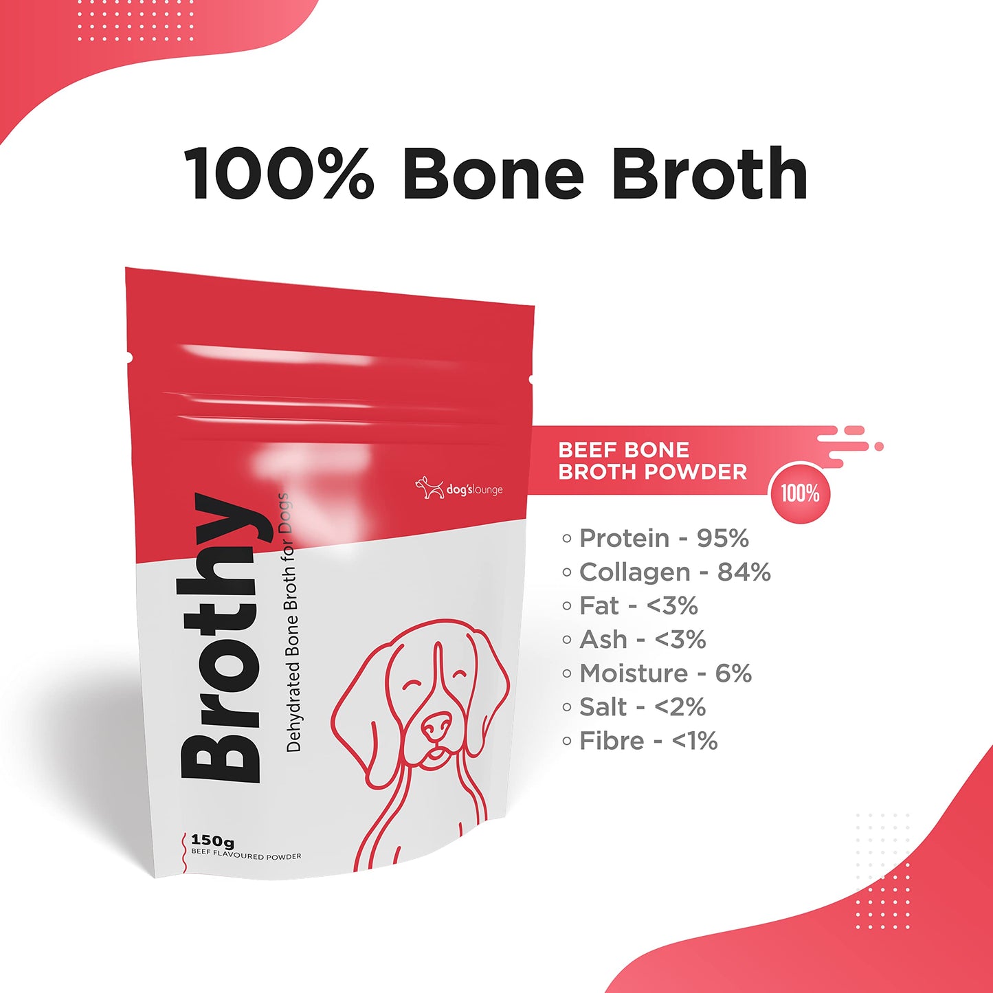 Brothy - Premium Dehydrated Bone Broth for Dogs | Digestive Maintenance, Joint Health & Coat Support | 150g (Beef)