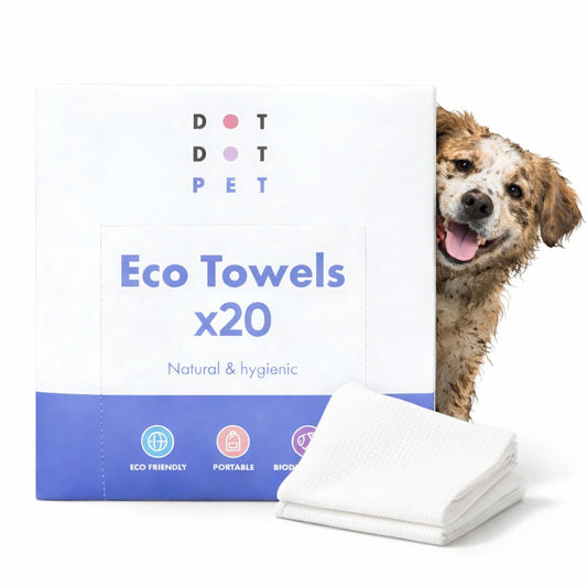 DotDotPet Mini Eco Dog Towels (10 Pack) | Compact, Absorbent & Biodegradable | Quick Clean-Ups for Paws, Drool & Dirt