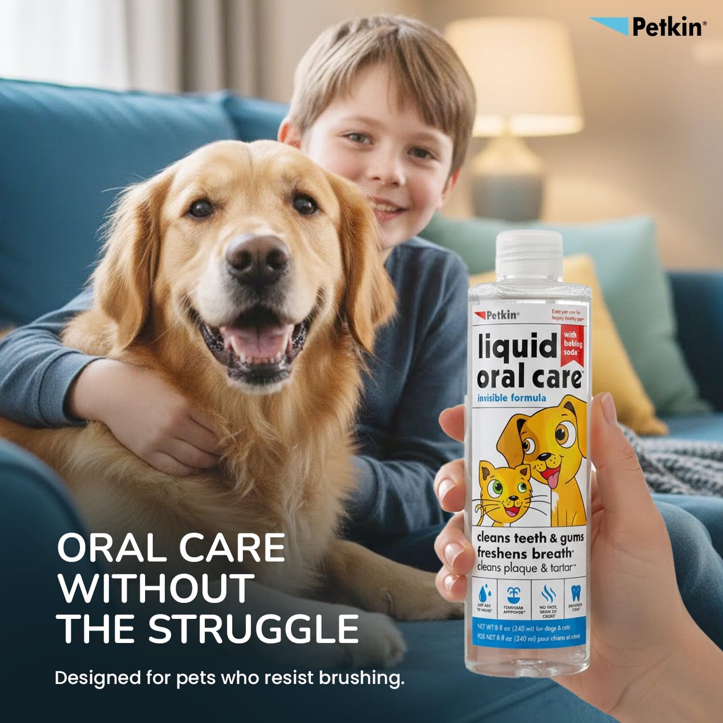 Petkin invisible formula Liquid Oral Care Teeth, Dental Gums Fresh Brath Dogs and Cats