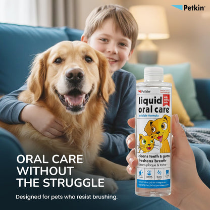 Petkin invisible formula Liquid Oral Care Teeth, Dental Gums Fresh Brath Dogs and Cats