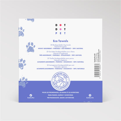 DotDotPet Mini Eco Dog Towels (10 Pack) | Compact, Absorbent & Biodegradable | Quick Clean-Ups for Paws, Drool & Dirt