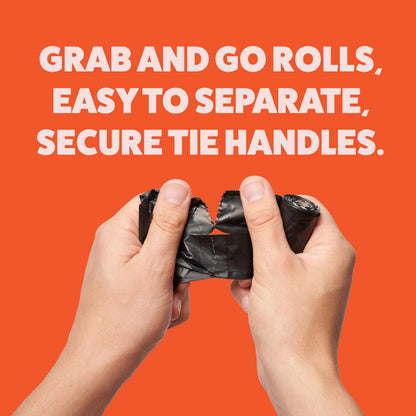 Tuff Pets - Dog Poop Bags Rolls With Tie Handles - 16 Rolls of Biodegradable Poo Bags - Fits in any Dogs Poo Bag Dispenser or Holder - 50% Stronger Than Average Doggy Waste Bags