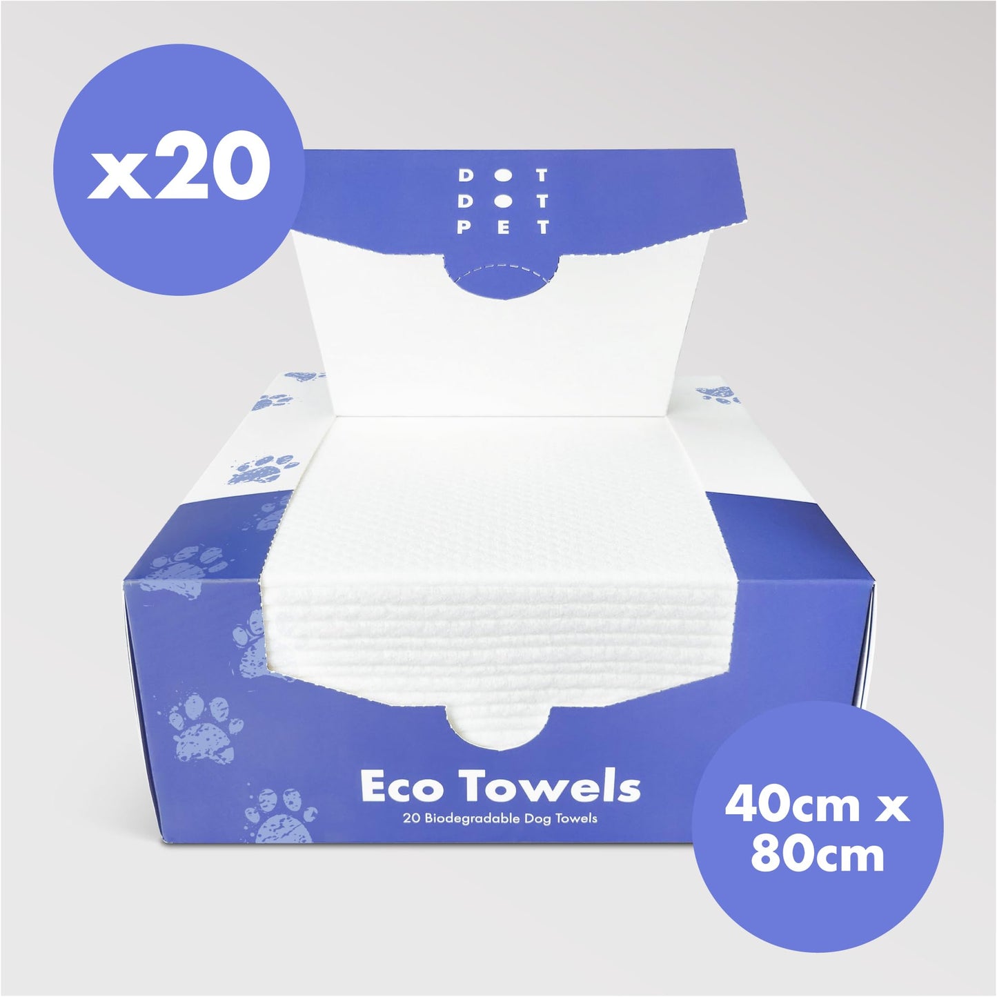 DotDotPet Mini Eco Dog Towels (10 Pack) | Compact, Absorbent & Biodegradable | Quick Clean-Ups for Paws, Drool & Dirt