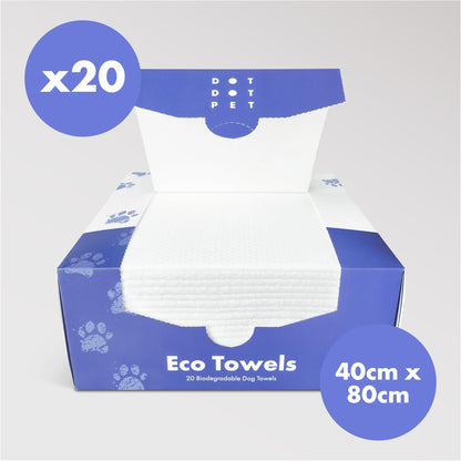 DotDotPet Mini Eco Dog Towels (10 Pack) | Compact, Absorbent & Biodegradable | Quick Clean-Ups for Paws, Drool & Dirt