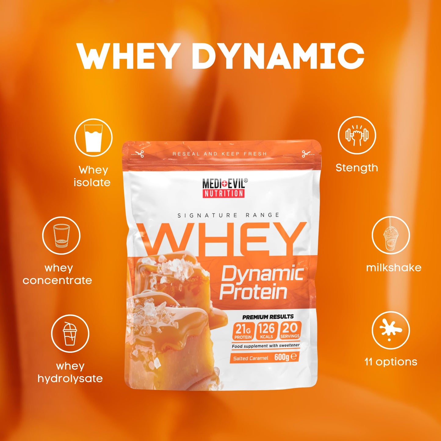 Medi-Evil Whey Dynamic Protein Powder, 600g