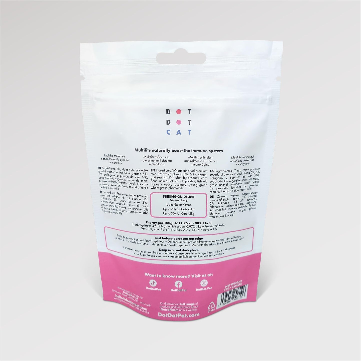 DotDotPet Multifit Crunchy Kibble Topper for Cats 75g - Plasma Superfood Supplement