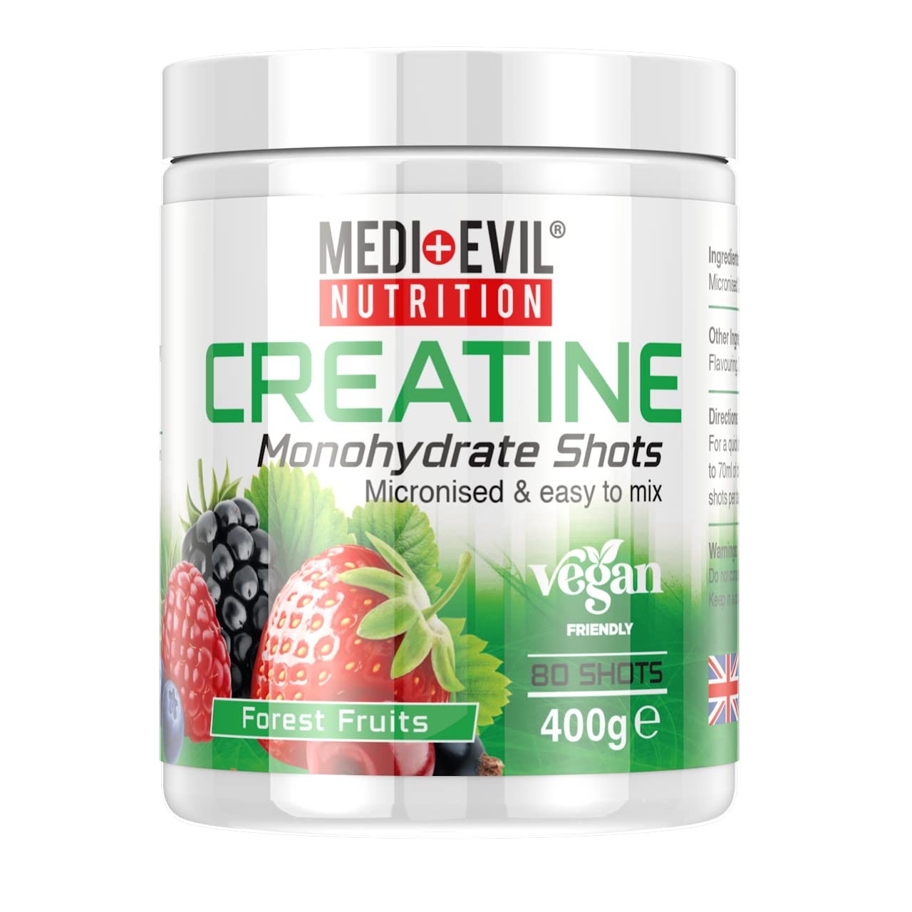 Medi-Evil Nutrition Creatine Monohydrate Shots Powder Form 400g