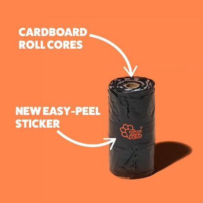 Tuff Pets - Dog Poop Bags Rolls With Tie Handles - 16 Rolls of Biodegradable Poo Bags - Fits in any Dogs Poo Bag Dispenser or Holder - 50% Stronger Than Average Doggy Waste Bags