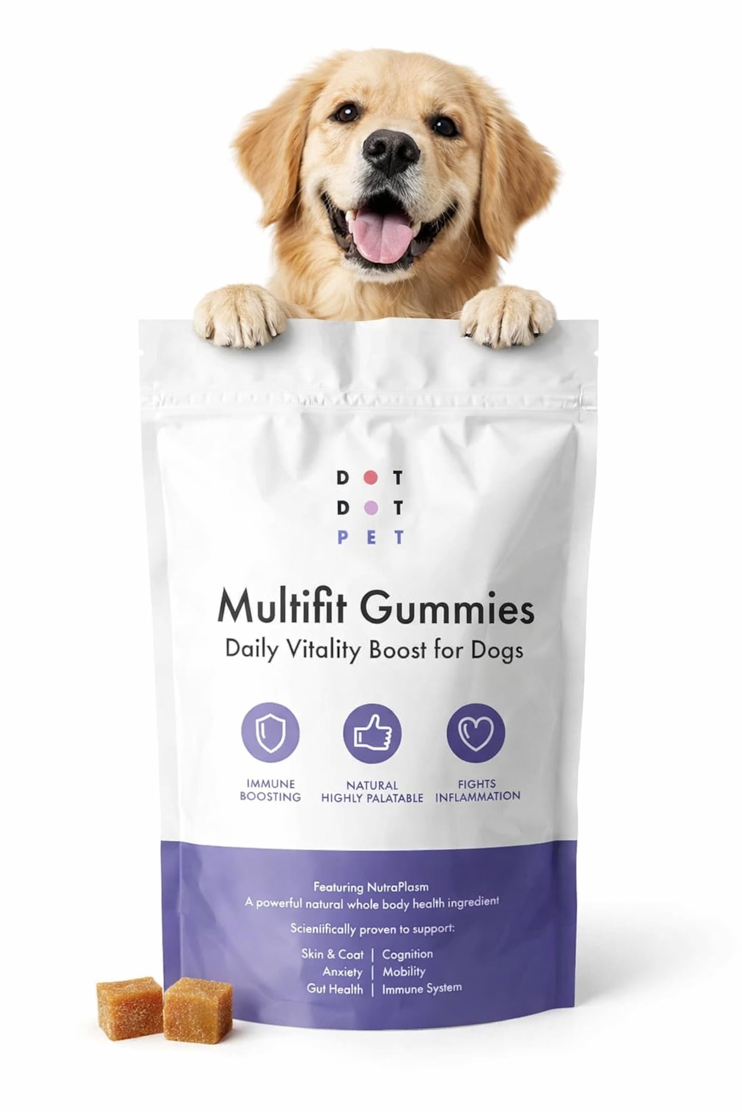 DotDotPet Dog Multivitamin Gummies (30 Pack) - Plasma Superfood Dog Supplements  With Collagen for Skin, Coat & Joints