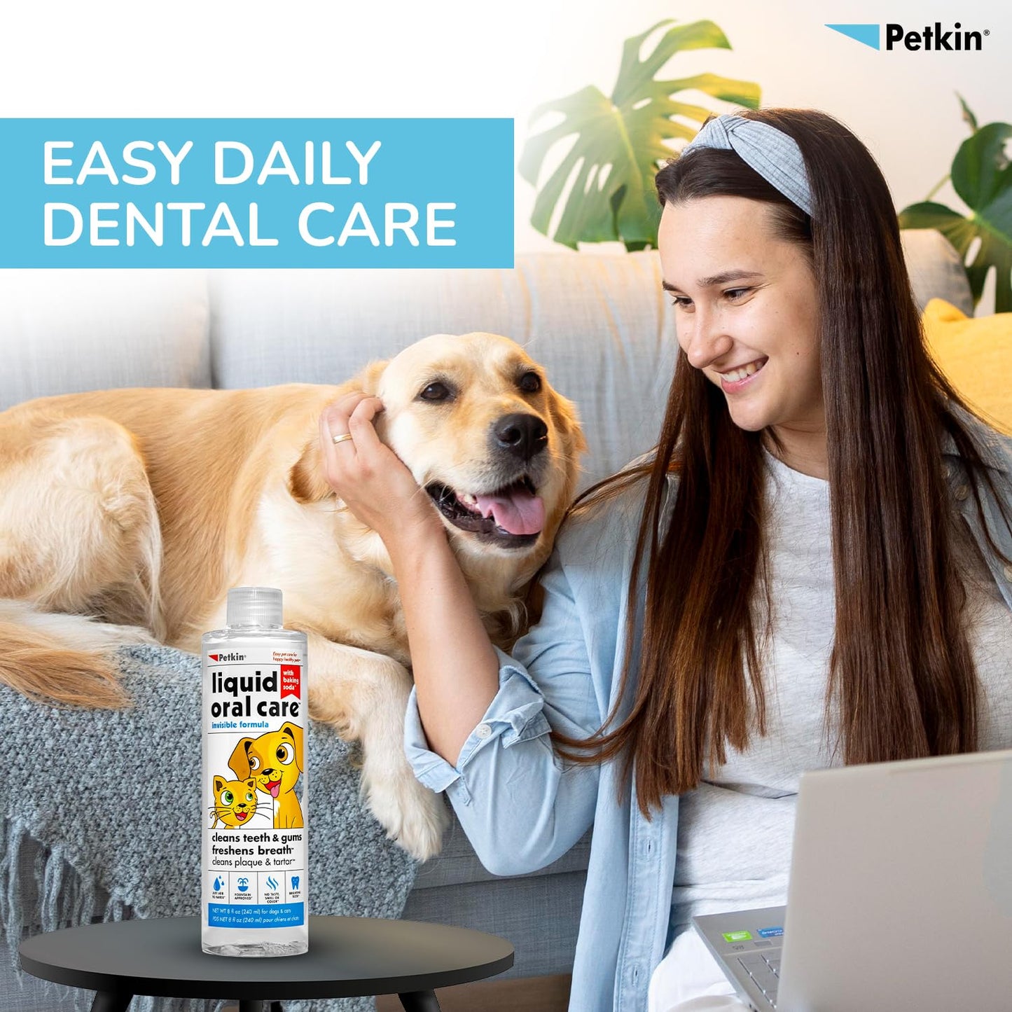Petkin invisible formula Liquid Oral Care Teeth, Dental Gums Fresh Brath Dogs and Cats