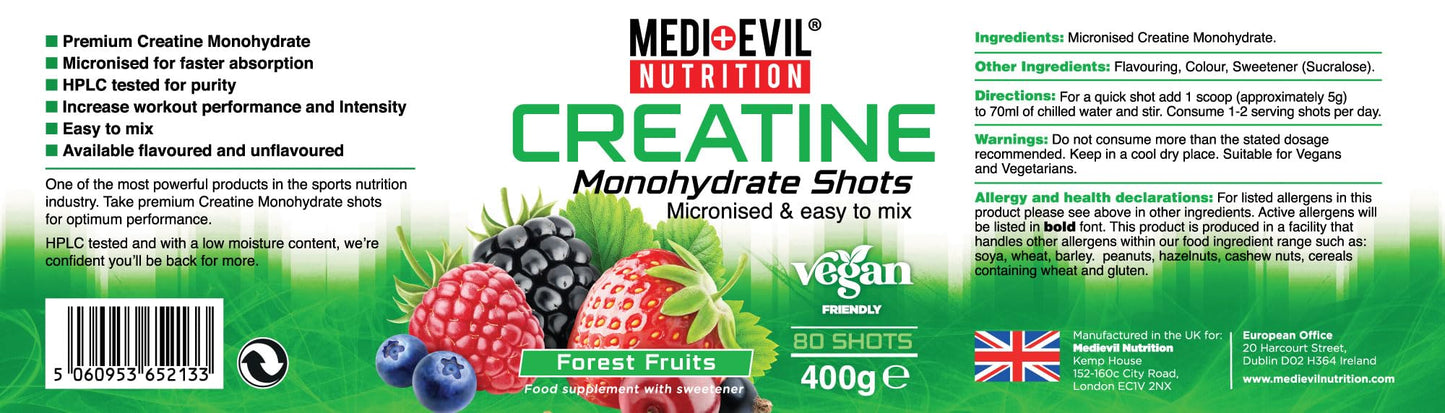 Medi-Evil Nutrition Creatine Monohydrate Powder 400g