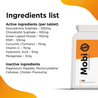 Dog's Lounge - MOBI - Hip & Joint Supplement for Dogs | Premium Advanced Glucosamine Supplement with Powerful and Natural Glucosamine, UK Made