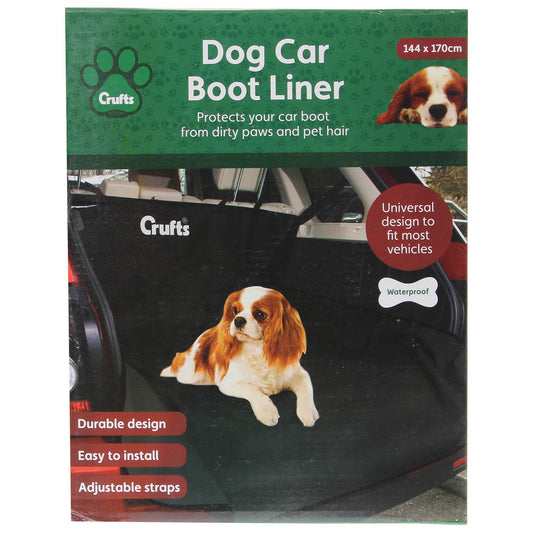 Stylish Black Pet Car Boot Liner - 144 x 170cm (1 Pc.) Adjustable Headrest Straps - Perfect for Any Cars