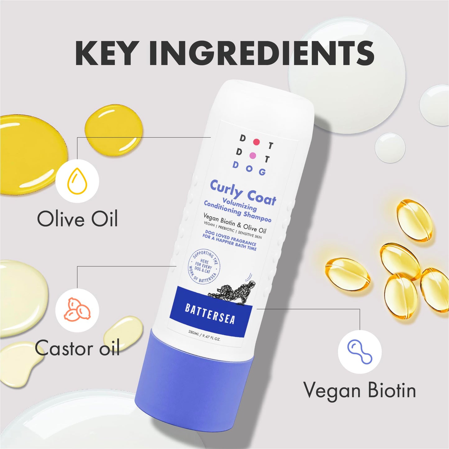 DotDotPet Conditioning Dog Shampoo - For All Breeds - Preboitic - Vegan - Sensitive Skin -