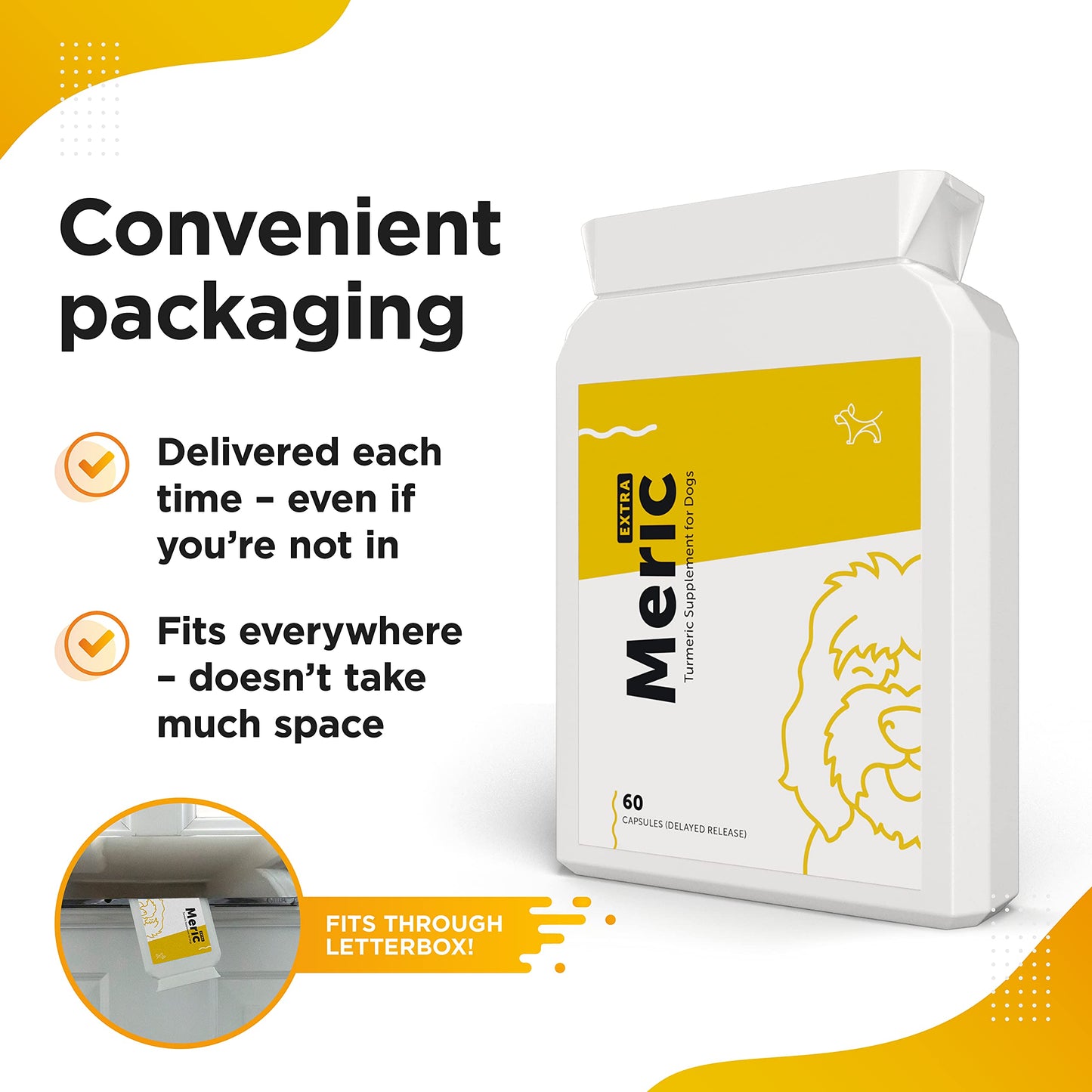 Dog's Lounge - Meric - Advanced Turmeric Extract for Dogs Antioxidant Hip & Joint Care Supplement Made in the UK (60 Capsules)