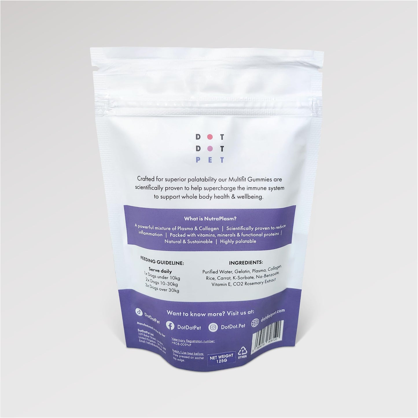 DotDotPet Dog Multivitamin Gummies (30 Pack) - Plasma Superfood Dog Supplements  With Collagen for Skin, Coat & Joints