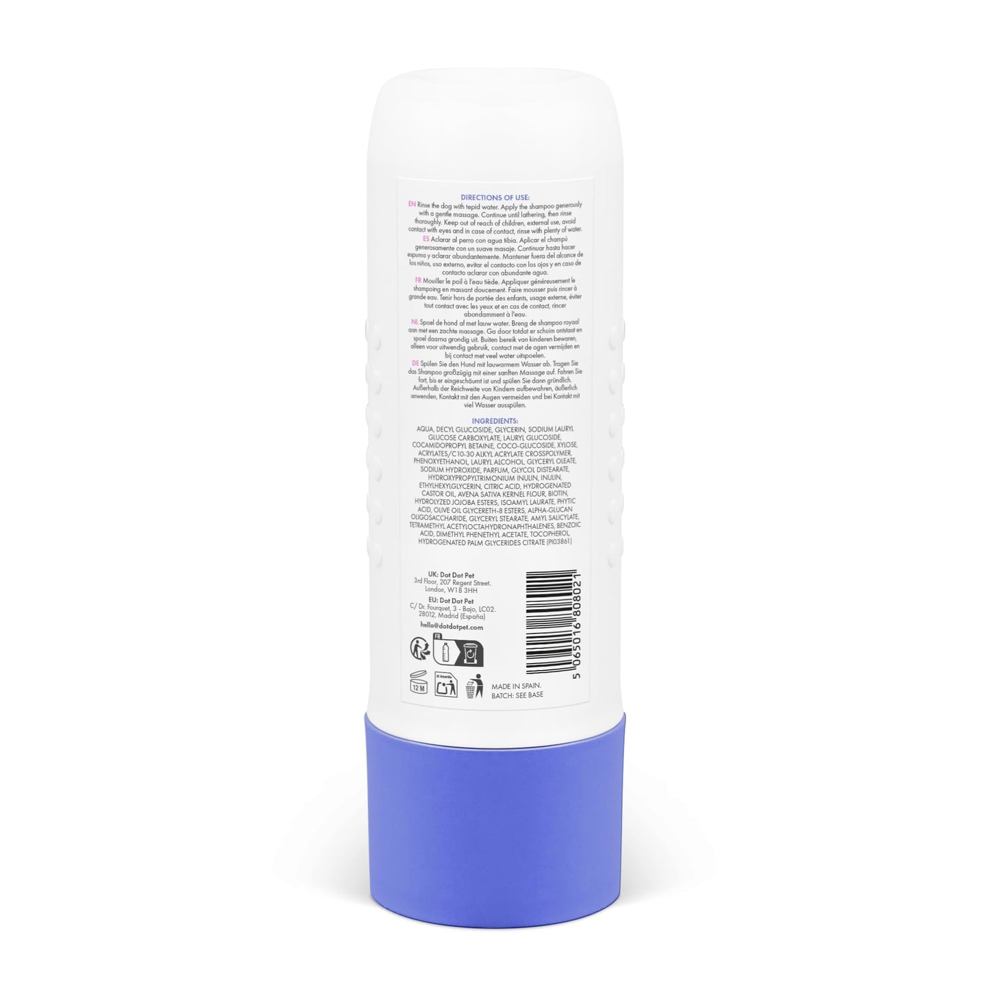 DotDotPet Conditioning Dog Shampoo - For All Breeds - Preboitic - Vegan - Sensitive Skin -