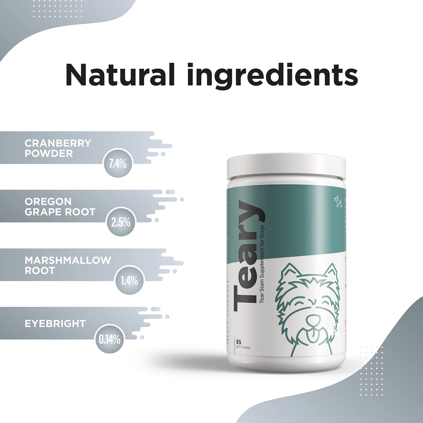 Dog's Lounge - TEARY - Natural Tear Stain Supplement for Dogs
