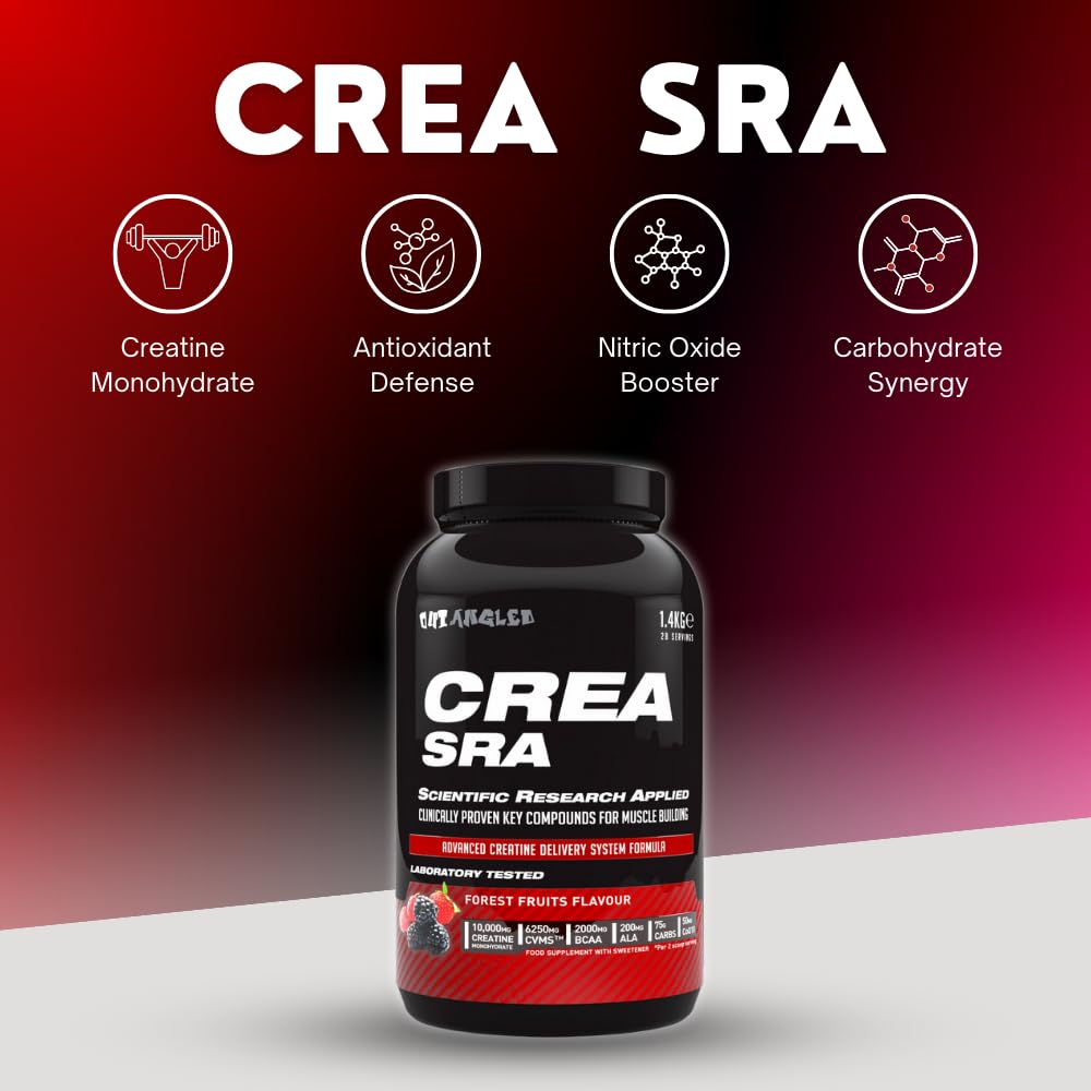 Out Angled Creatine SRA 1.4kg – 10,000mg Creatine with ALA, BCAAs, Beta-Alanine, CoQ10 | 28 Servings