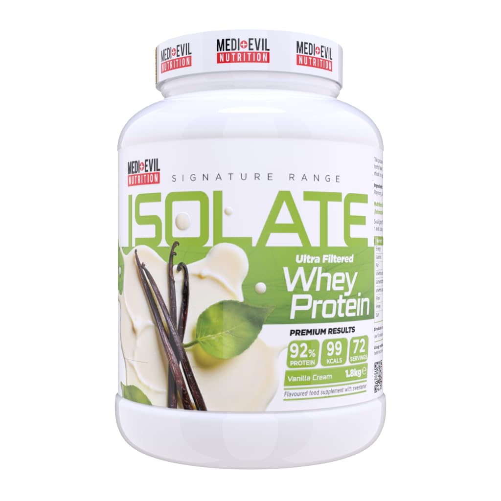 Medi Evil Nutrition Whey Protein Isolate 1.8kg – High Protein, Low Sugar, Low Carb, 99 Calories, Premium Protein Powder
