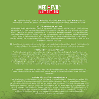 Medi-Evil Nutrition, 2kg Whey Protein Powder for Muscle Growth, Vegetarian | 66 Servings