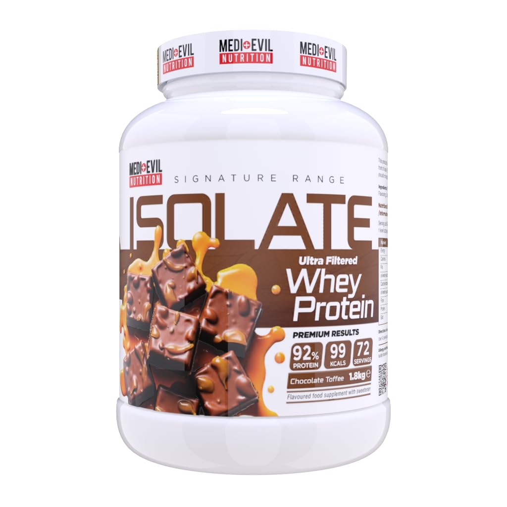 Medi Evil Nutrition Whey Protein Isolate 1.8kg – High Protein, Low Sugar, Low Carb, 99 Calories, Premium Protein Powder